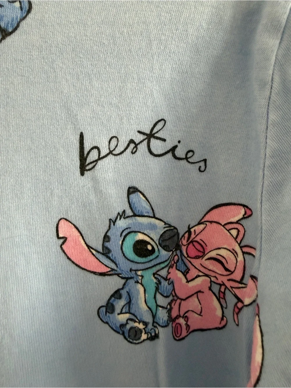 Disney Stitch & Angel M&S Pajama Set Girls 10-11 Blue Besties PJs-
